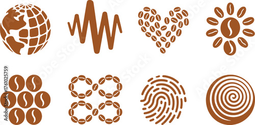 Creative Coffee Icons Collection for International Coffee Day Design Set