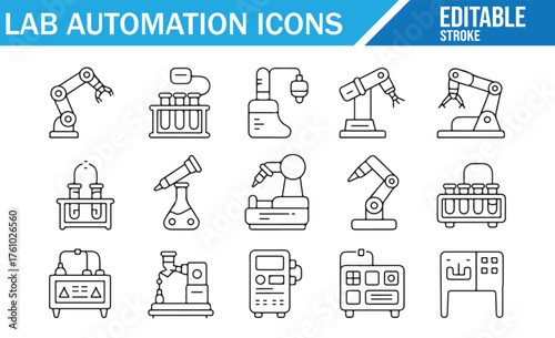 Thin Line Lab Automation Symbols for UI, Apps, and Infographics