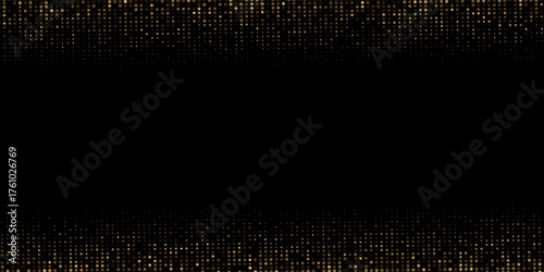 Golden gradient halftone background. Shining comic glitter texture. Pop up dotted sparkles pattern wallpaper. Retro design template for banner, flyer, poster, presentation. Vector illustration