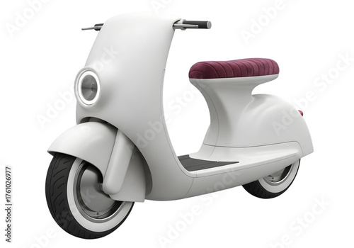 Modern white electric scooter isolated on transparent background