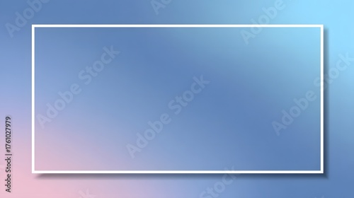White rectangular frame with drop shadow over a soft blue-to-purple gradient background, featuring a muted blue center for a modern, serene design.