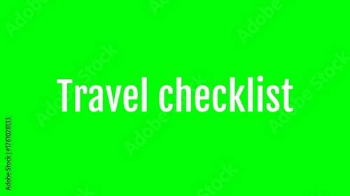 Travel checklist text green screen animated video