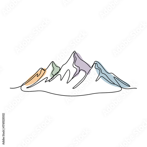 Colorful outline of mountains symbolizing winter weather  
