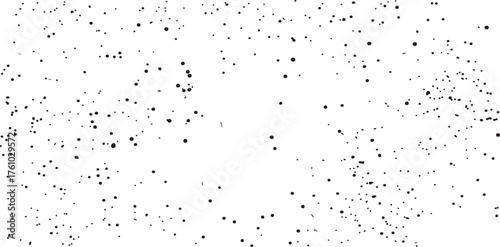 Snow, stars, twinkling lights, rain drops on black background. Abstract vector noise. Small particles of debris and dust. Distressed uneven grunge texture overlay.