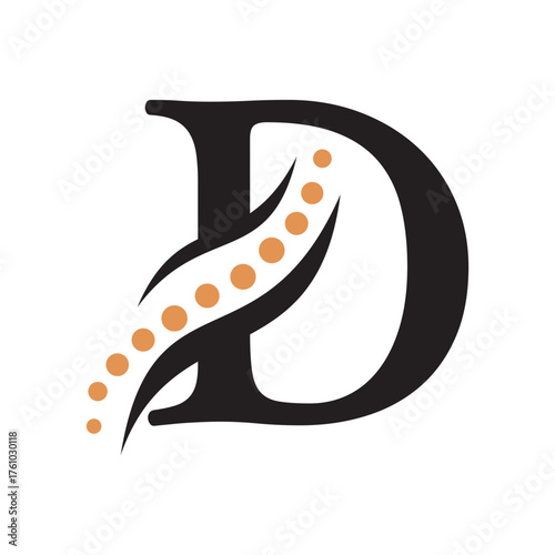 Initial Dna Logo combine with letter D vector template
