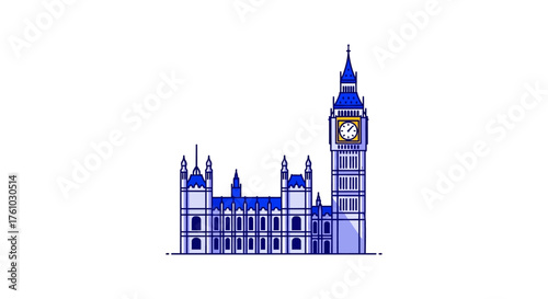 Big ben illustration iconic london landmark with detailed architectural features perfect for travel blogs showcasing british culture and history.