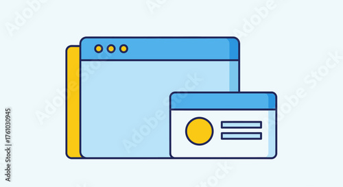 Web browser windows with different sizes and content, representing digital interfaces and online experiences