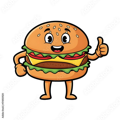 Smiling Cheeseburger Mascot Vector Giving Thumbs Up Approval Sign