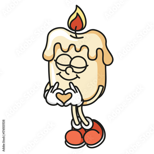 Bright colorful candle mascot vibrant vector retro design for festive celebrations and cozy home decor