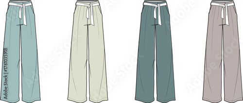 Stylish and Comfortable Palazzo Pants in Various Colors Fashion Illustration Set