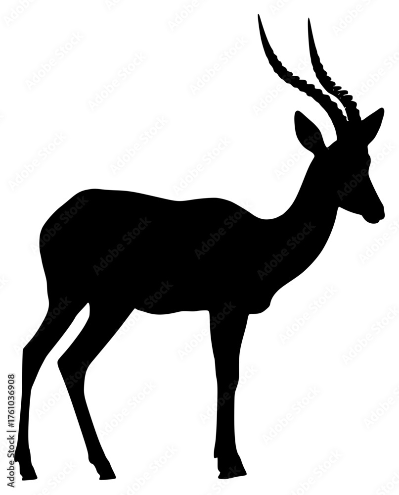 Fototapeta premium antelope on a transparent background, antelope, black, picture, silhouette, stand 