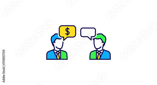 business negotiation discussing money two people talk finance in business meeting for sales investment strategy and project planning