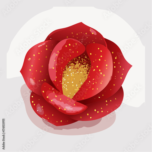 Rote Rosenblätter mit goldenen Sprenkeln