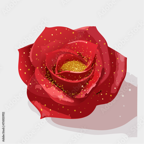Rote Rosenblätter mit goldenen Sprenkeln