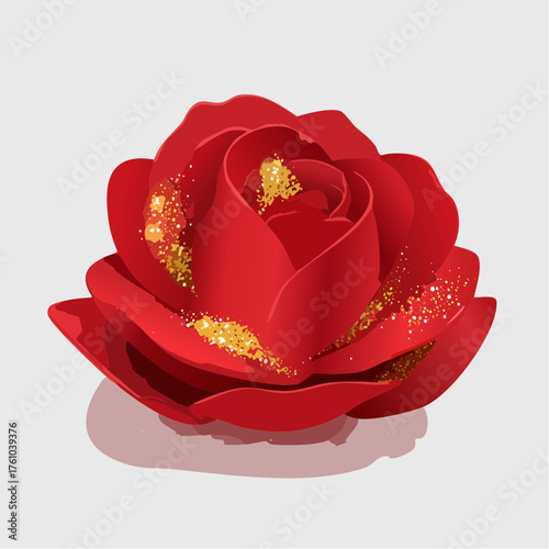 Rote Rosenblätter mit goldenen Sprenkeln