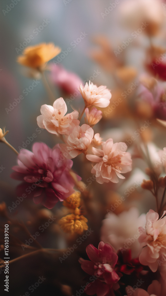 Naklejka premium soft pastel floral arrangement with blurred background 