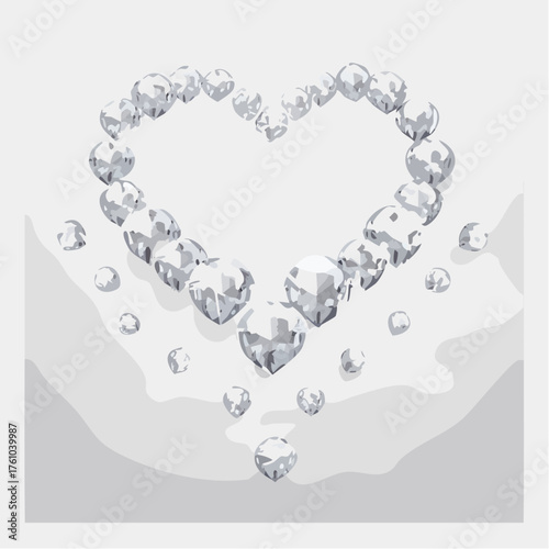 Diamantenregen in Herzform