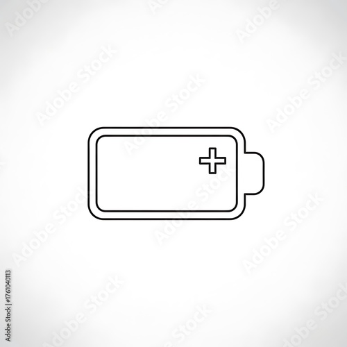 Simple line art icon of a battery symbol with a plus sign, representing power, energy, and charging, isolated on white background Free Download Simple line art icon of a battery symbol with a plus sign, representing power, energy, and charging, isolated on white background - GFXLoad