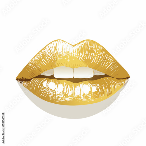 Lippenabdruck in Goldfolie