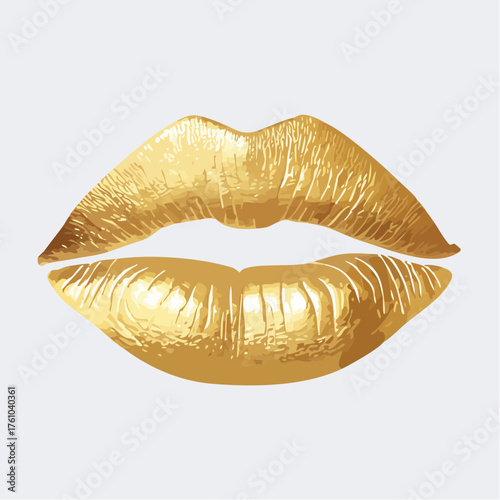 Lippenabdruck in Goldfolie