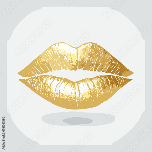 Lippenabdruck in Goldfolie
