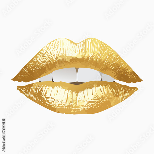 Lippenabdruck in Goldfolie
