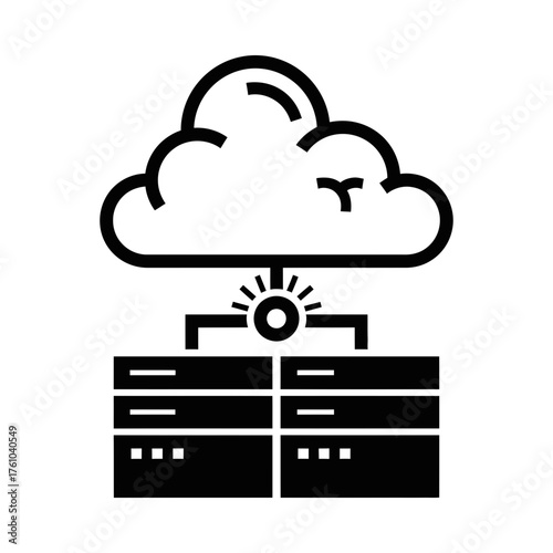 Cloud computing server data center illustration silhouette vector illustration