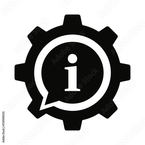 Information icon inside gear for settings concept silhouette vector illustration
