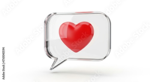 Transparent Speech Bubble with Red Heart Icon.