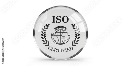 ISO Certified Globe Emblem Symbolizing Global Standards and Quality Assurance.