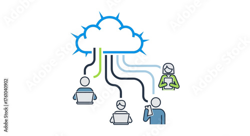 cloud computing network connecting people enabling data sharing  collaboration perfect for illustrating digital transformation and business solutions