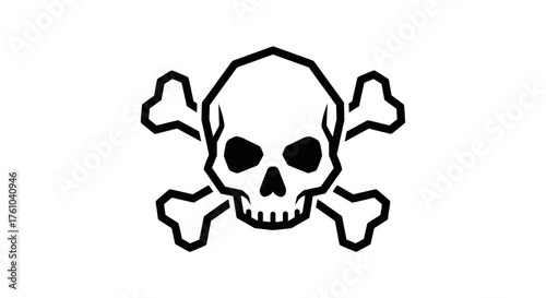 Black and White Skull and Crossbones Warning Symbol.