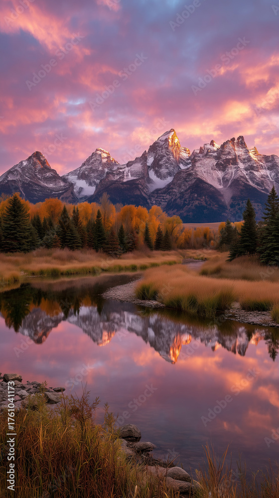 Fototapeta premium majestic mountain landscape at sunset
