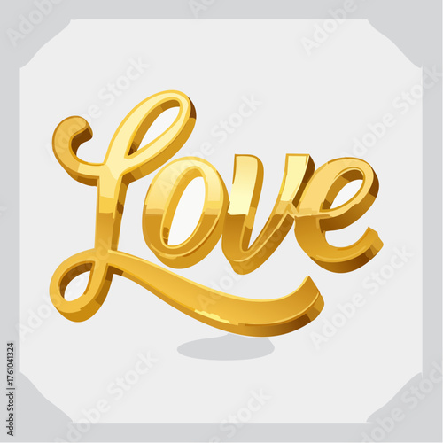 Love -Schriftzug in goldener Kalligrafie