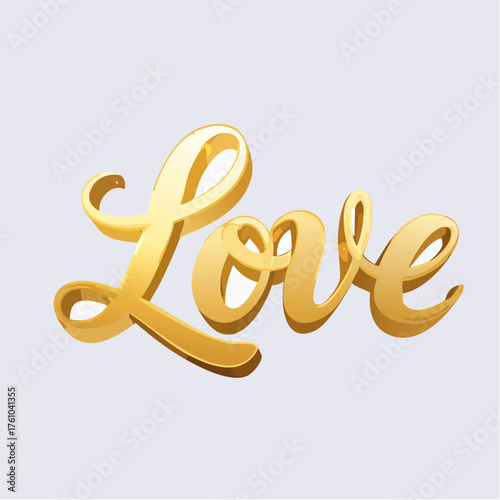 Love -Schriftzug in goldener Kalligrafie