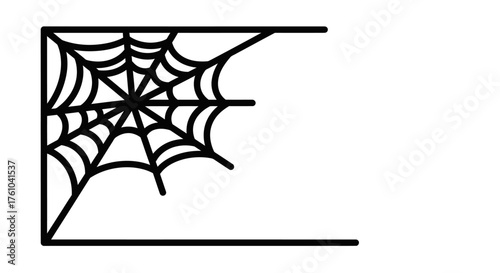 Simple Black and White Corner Spiderweb Illustration.