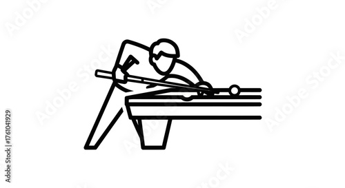 Stylized Line Art of a Person Playing Billiards.