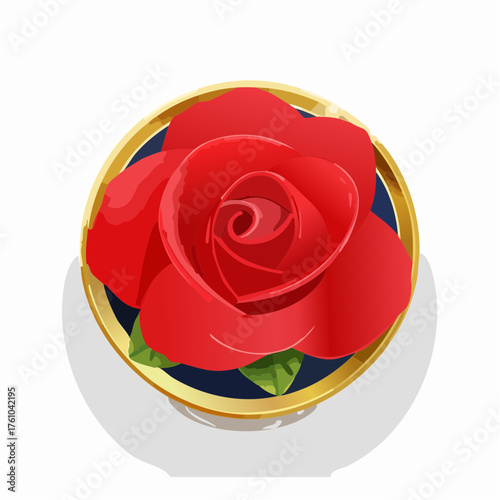Rote Rose mit goldenem Rand