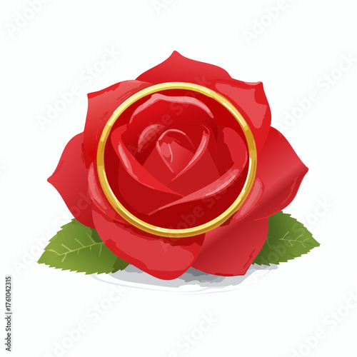 Rote Rose mit goldenem Rand