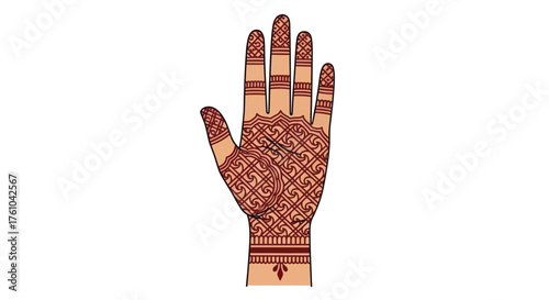 Intricately Designed Henna Tattoo on a Human Hand.