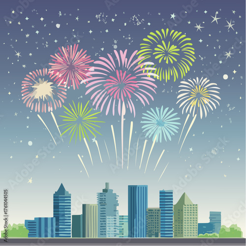 Illustration vectorielle nocturne de célébration