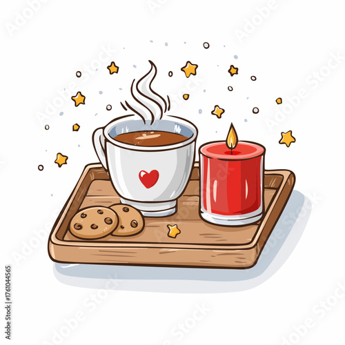 Plateau de thé d’hiver en style gribouillage