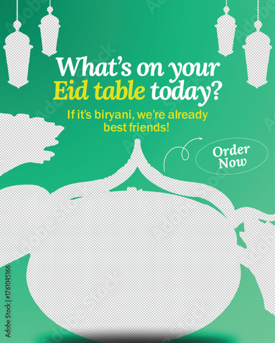 Green and Orange Traditional Eid Biryani Instagram Post