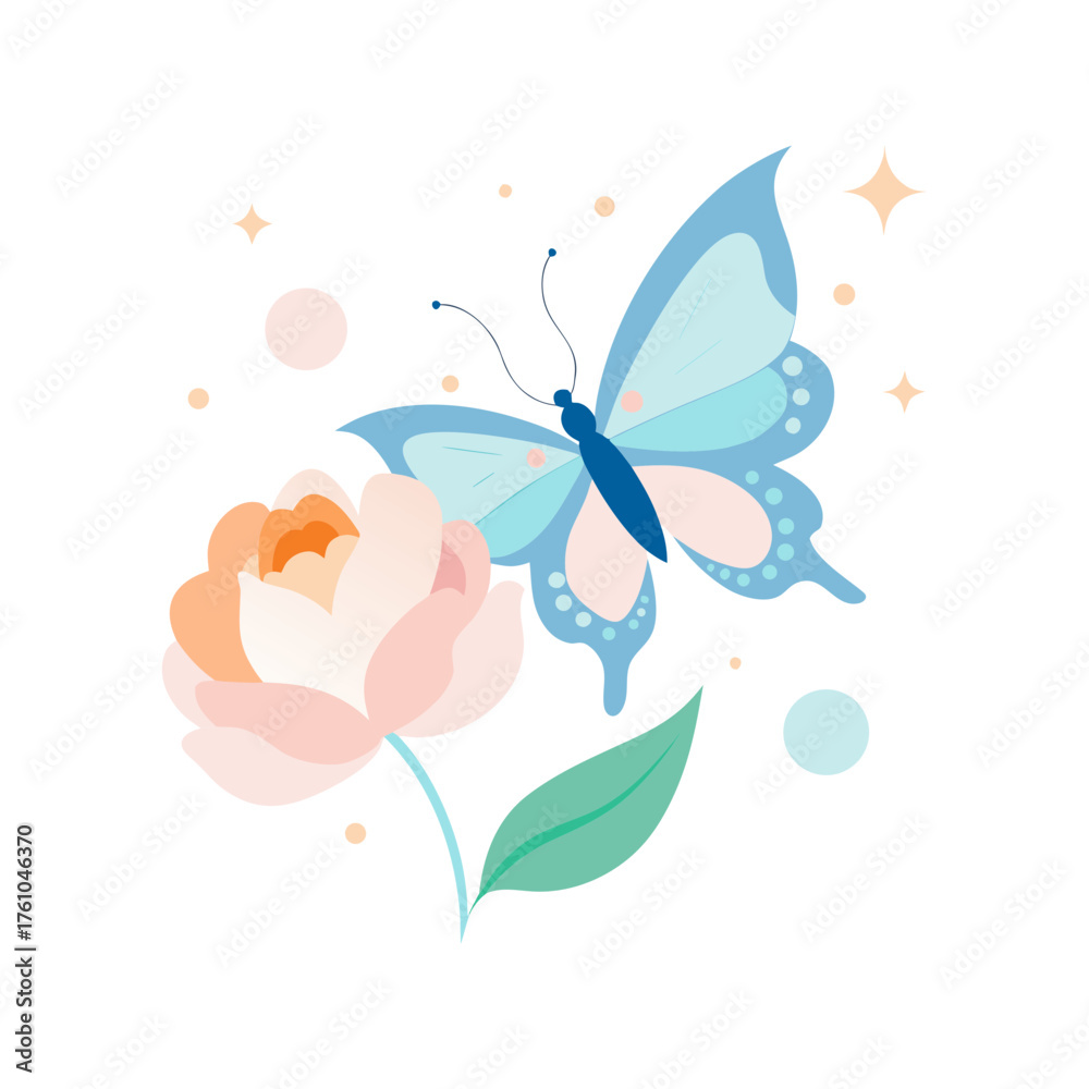 Fototapeta premium butterflies and flowers