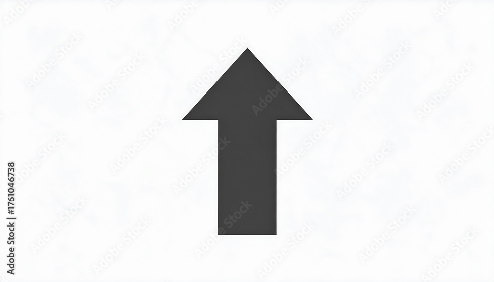 Fototapeta premium Simple upward arrow icon on a white background.