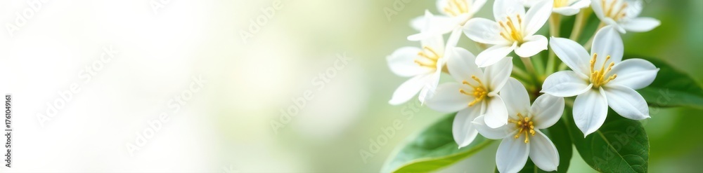 Fototapeta premium Cluster of fragrant jasmine flowers, pure white , background, flowers, still life