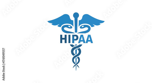 hipaa compliance with caduceus symbol healthcare security representing confidential medical information on a white background showcasing health regulation
