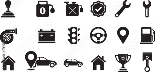 Vector art of collection of automotive and home icons