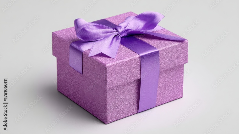 Obraz premium purple textured gift box with bow