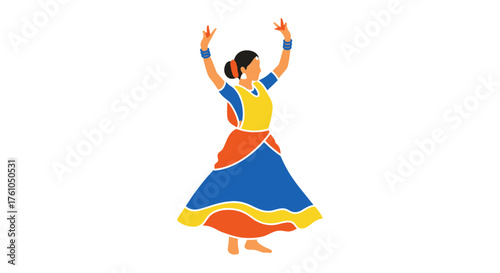 Vibrant Indian Dancer in Traditional Colorful Attire Performing Gracefully.